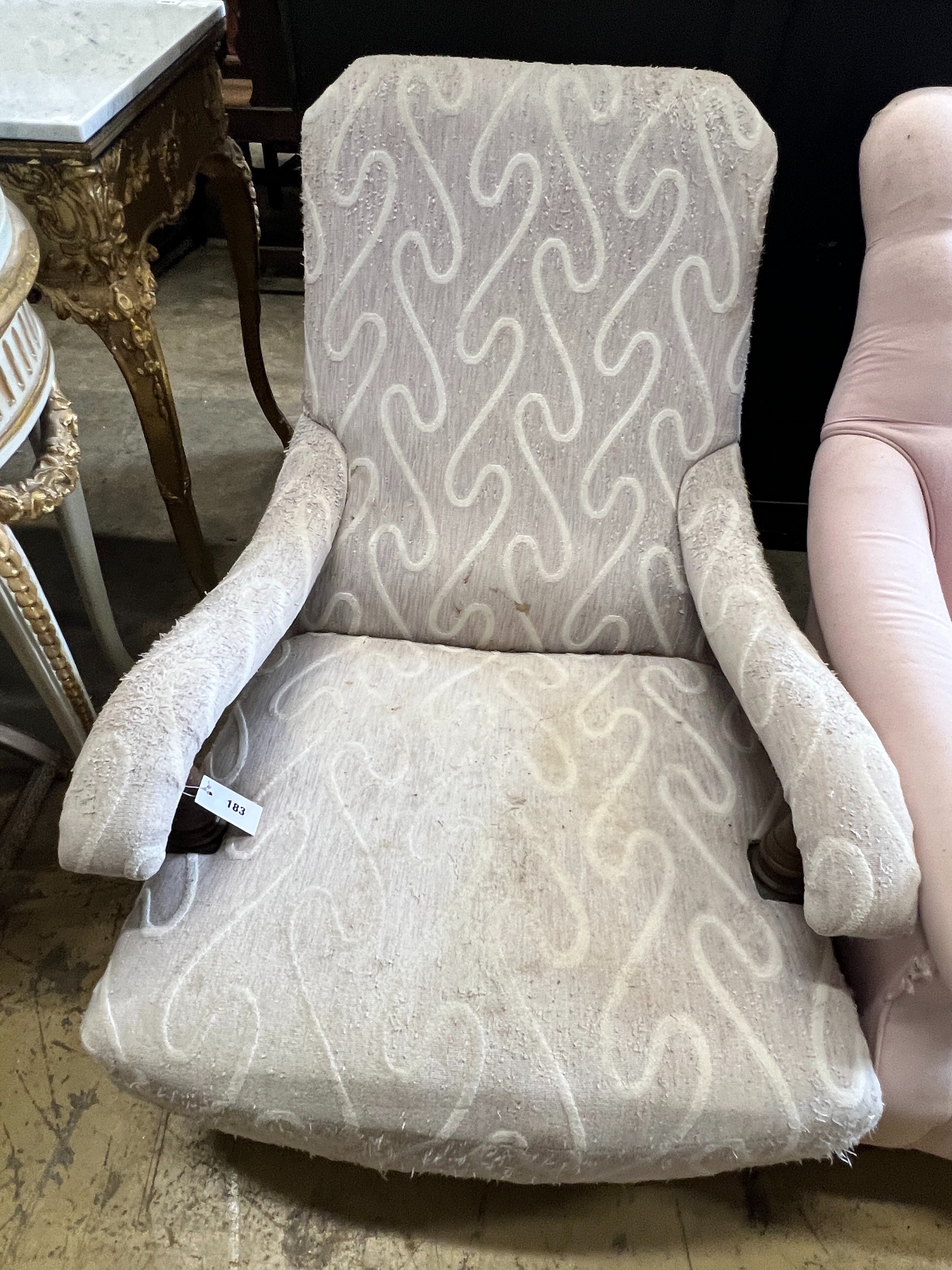 A John Sankey slipper chair, width 69cm, depth 105cm, height 83cm